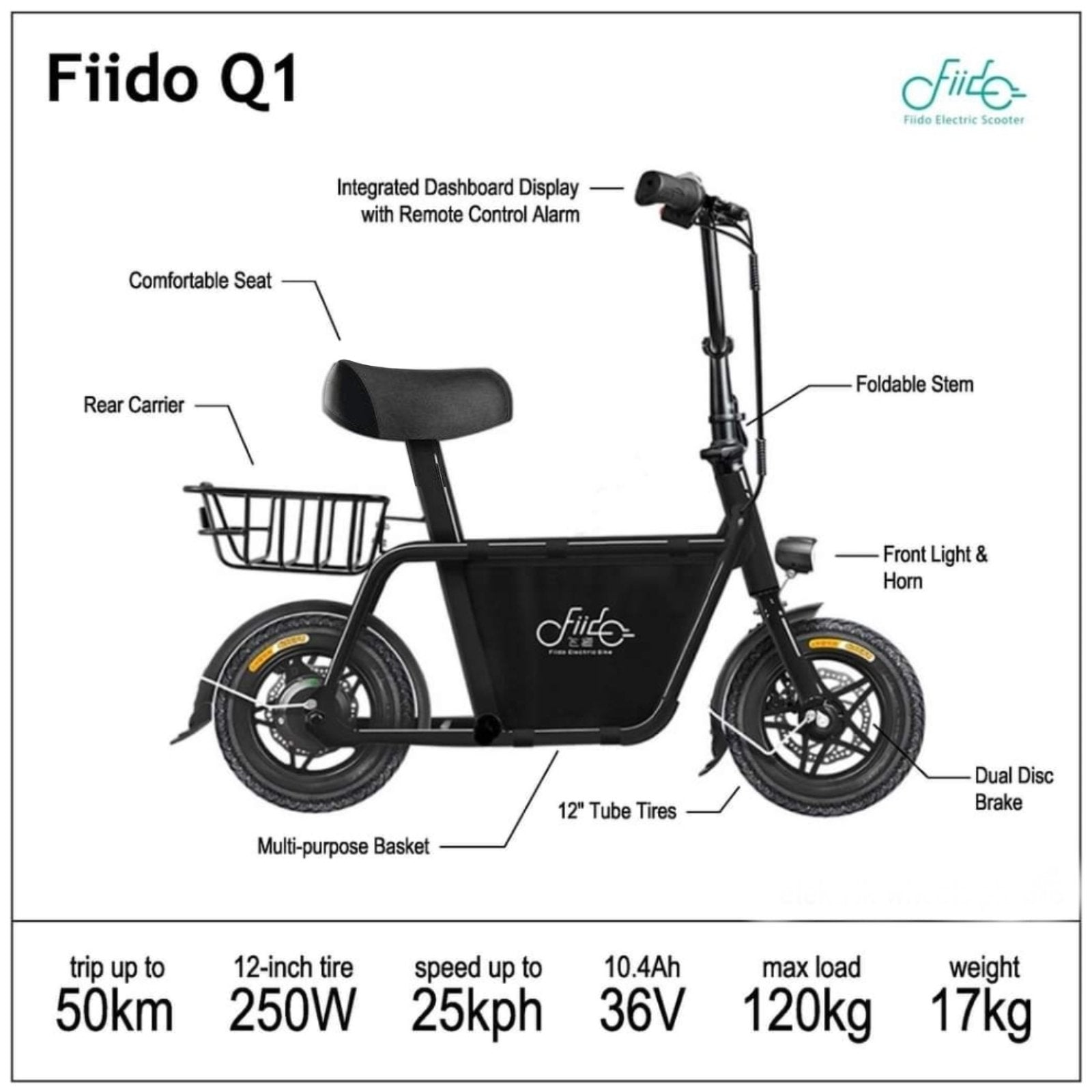 Fiido Q1 Electric Scooter Bike for Urban Commuters 20 km/h Top Speed