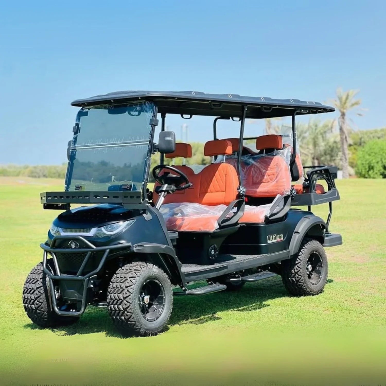 6 Seater Off-Road High Suspension Golf Cart Black