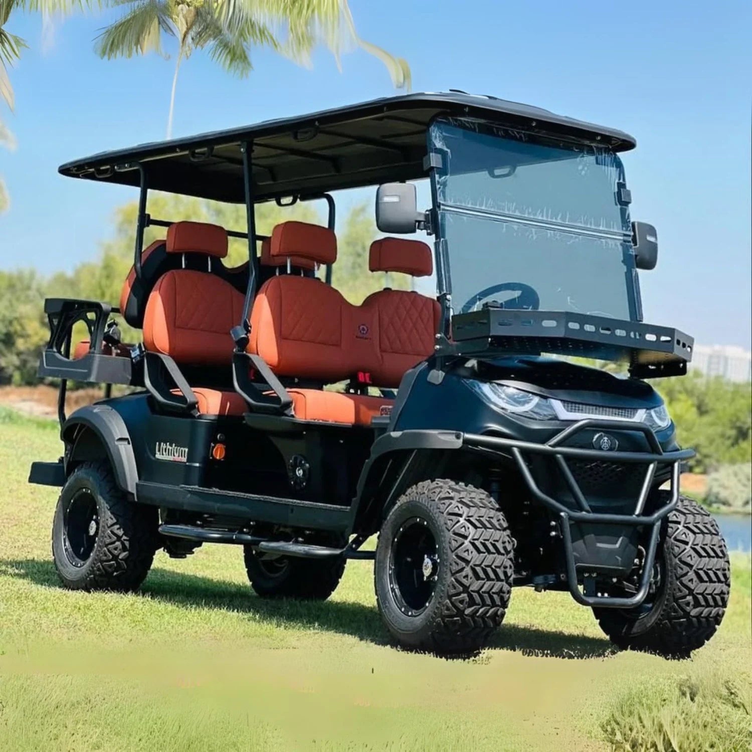 6 Seater Off-Road High Suspension Golf Cart Black
