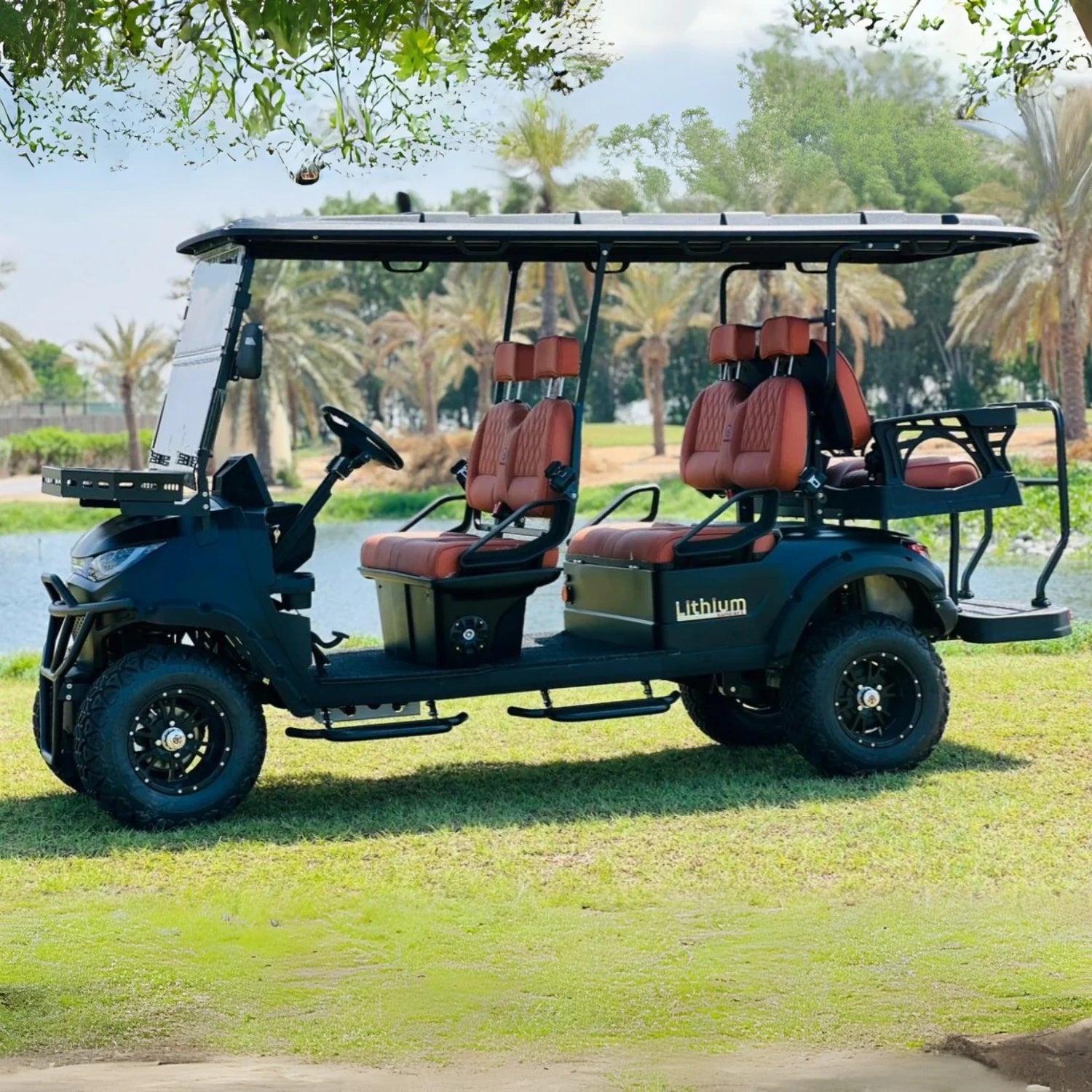6 Seater Off-Road High Suspension Golf Cart Black