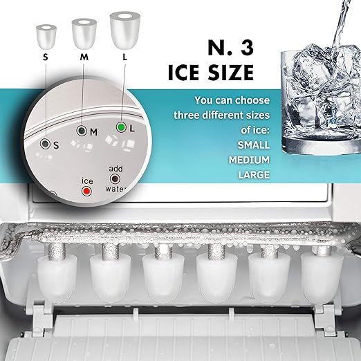 Ice Maker Countertop – 20Kg Daily Output with 3 Ice Sizes