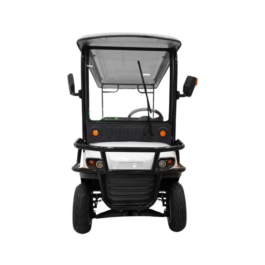 Black golf cart on a white background