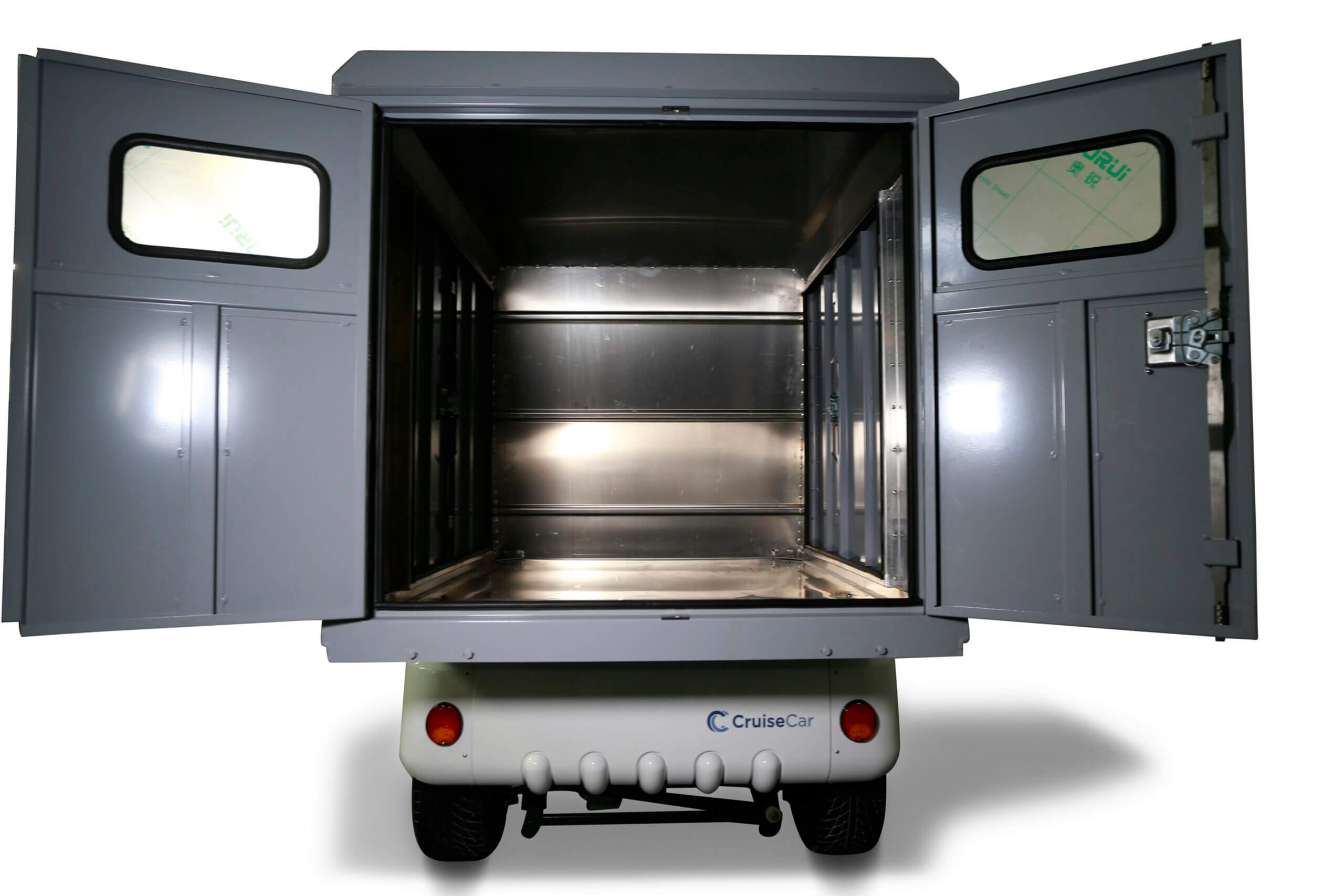 CruzeCar vehicle with open doors on a white background