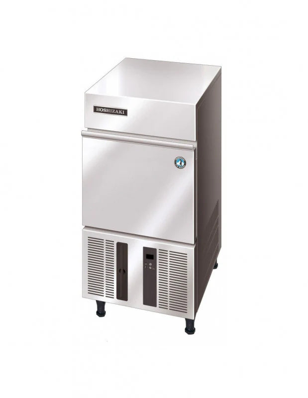 Stainless steel freezer on a white background