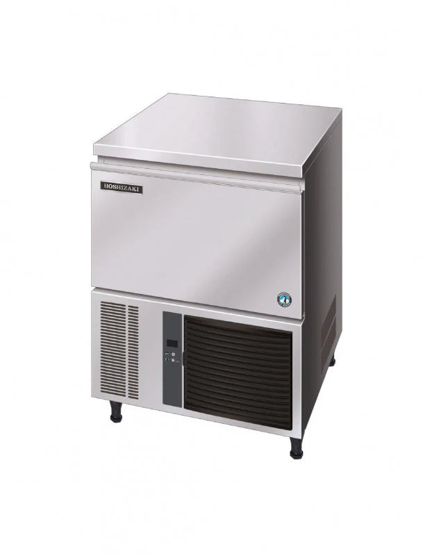 Stainless steel freezer on a white background