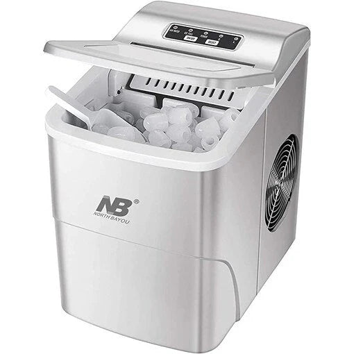 Portable ice maker with 'NB' branding on a white background