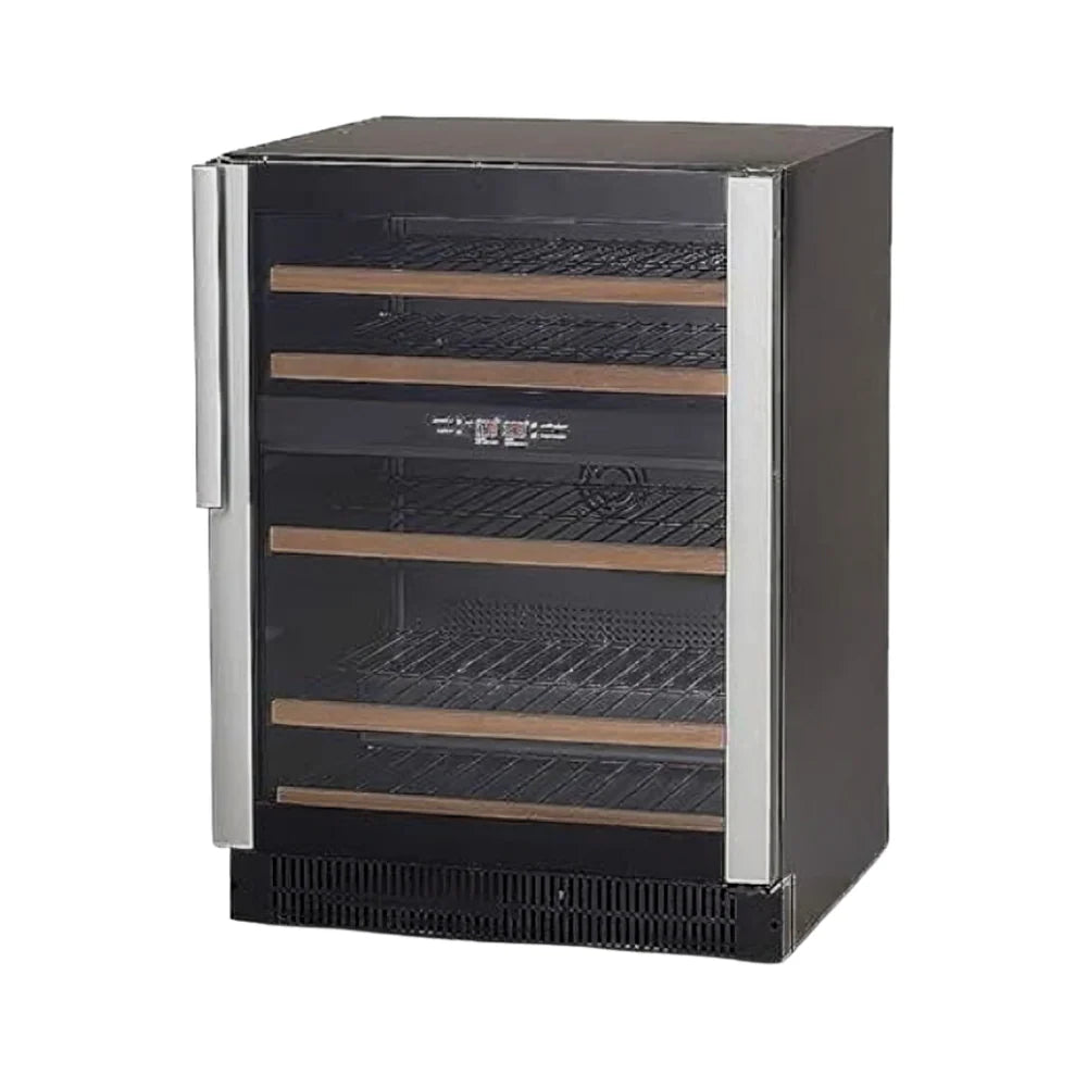 Wine cooler with black and silver design on a white background