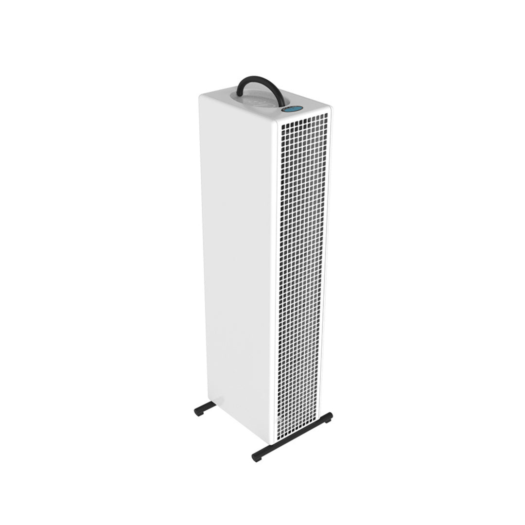 White tower air purifier on a white background